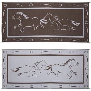 01.8674 - Horses Mat Brn/Wht 8'x18 - Image 1
