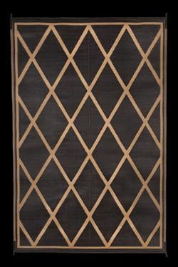 Faulkner 68900 Reversible RV Outdoor Patio Mat - Black &amp; Beige Diamond Design - 8' X 20'