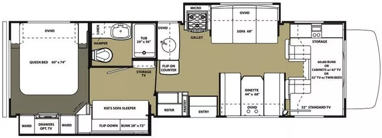 33' 2015 Forest River Forester 3171DS w/2 Slides - Bunk House Floorplan