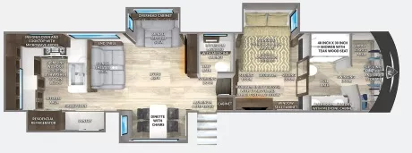 42' 2022 Vanleigh RV Beacon 41LKB w/4 Slides Floorplan