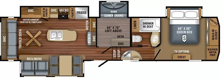 42' 2019 Jayco Eagle 355MBQS w/4 Slides - Bunk House Floorplan