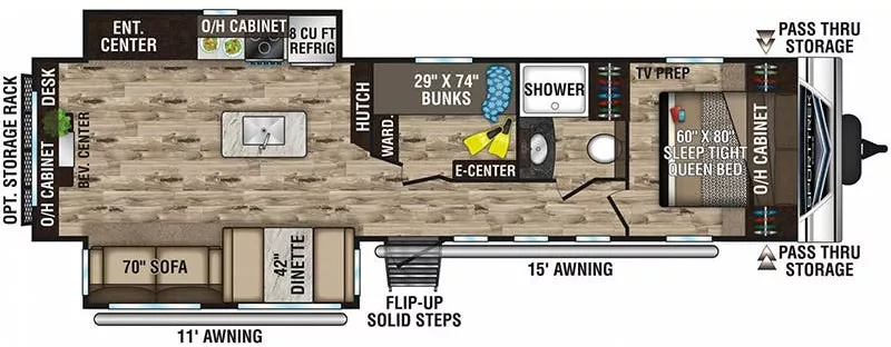 37' 2020 Venture RV Sporttrek 342VMB w/2 Slides - Bunk House Floorplan