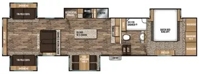 42' 2018 Forest River Coachmen Chaparral 381RD w/5 Slides Floorplan