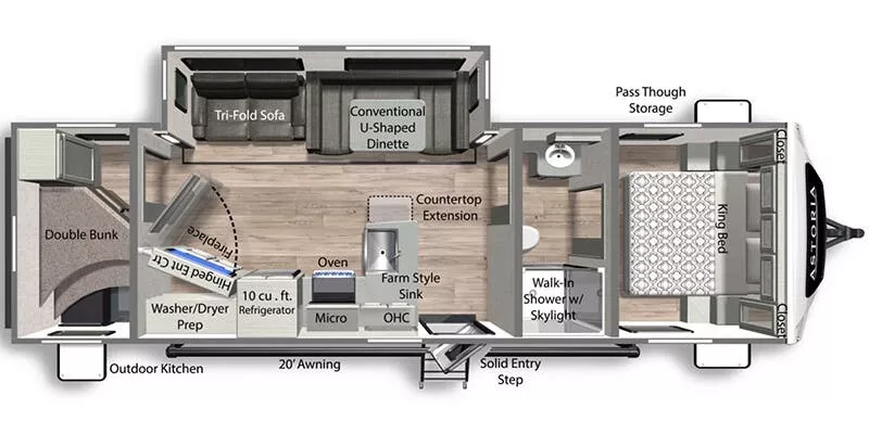 33' 2024 Dutchmen Astoria 2903BH w/Slide Floorplan