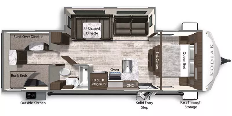 33' 2022 Dutchmen Kodiak Ultra Lite 283BHSL w/Slide - Bunk House Floorplan
