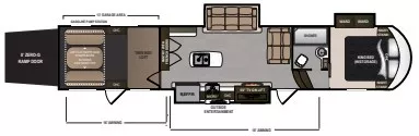 44' 2019 Dutchmen Voltage 4185 w/3 Slides & Generator  - Toy Hauler Floorplan