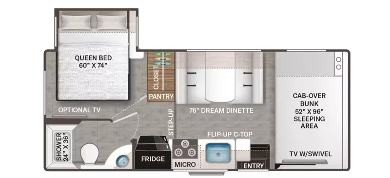 24' 2024 Thor Chateau 22B w/Slide Floorplan