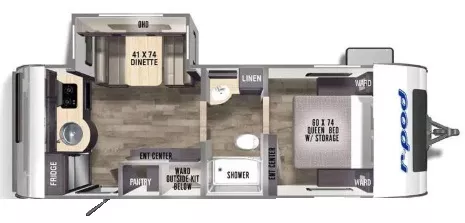 25' 2023 Forest River R Pod 202 Floorplan