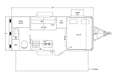 18' 2022 Sundowner Trailblazer 1869 Floorplan
