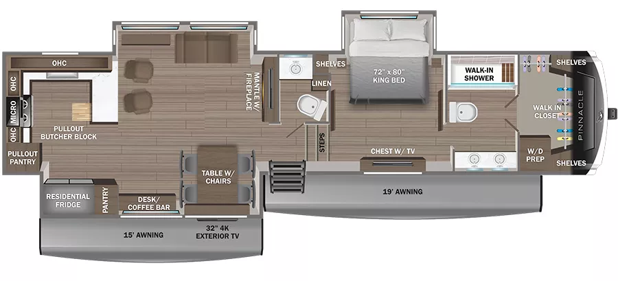 43' 2024 Jayco Pinnacle 38FBRK w/3 Slides Floorplan