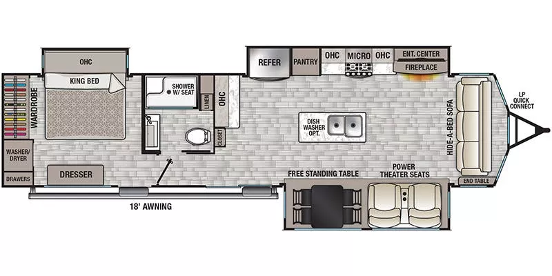40' 2022 Forest River Cedar Creek Cottage 40CCK w/3 Slides Floorplan