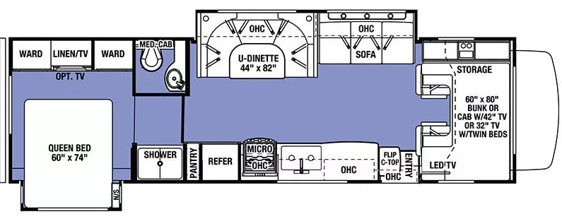 32' 2017 Forest River Sunseeker 3010DS w/2 Slides Floorplan