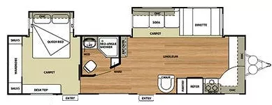 35' 2015 Forest River Salem 29FKBS w/2 Slides Floorplan