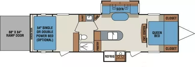 35' 2015 Kz Mxt 319 w/2 Slides - Toy Hauler Floorplan