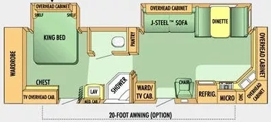 34' 2008 Jayco Jay Flight G2 32FKS w/2 Slides Floorplan
