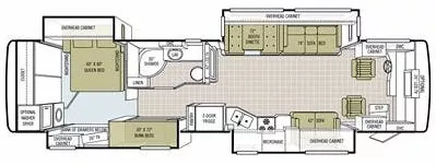 38' 2010 Tiffin Allegro Red 38QBA 340hp Cummins w/4 Slides - Bunk House Floorplan