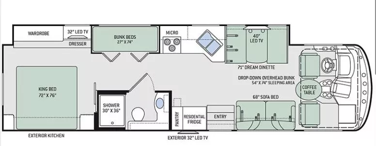 35' 2019 Thor Windsport 34J w/Slide - Bunk House Floorplan