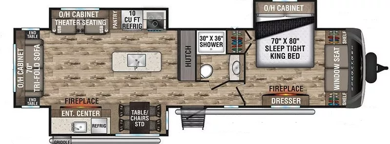 37' 2022 Venture RV Sporttrek Touring 343VIK w/3 Slides Floorplan