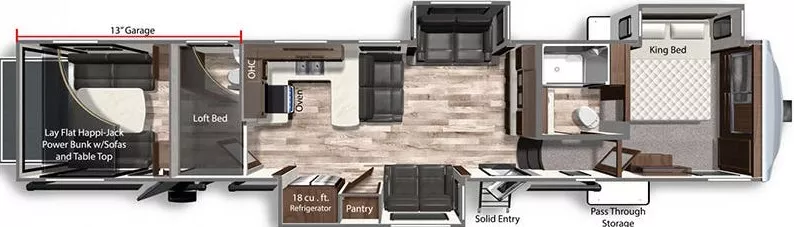 42' 2022 Dutchmen Voltage 4225 w/3 Slides & Generator  - Toy Hauler - Bunk House Floorplan