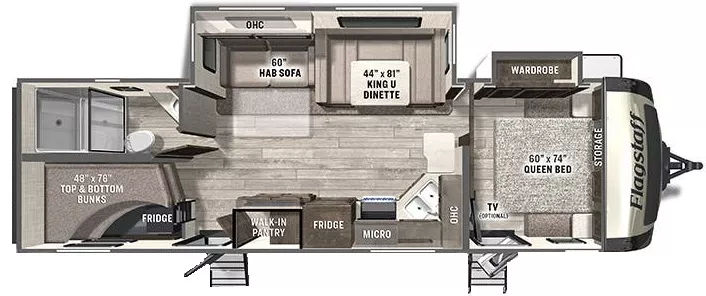 32' 2021 Forest River Flagstaff Super Lite 27BHWS w/2 Slides - Bunk House Floorplan