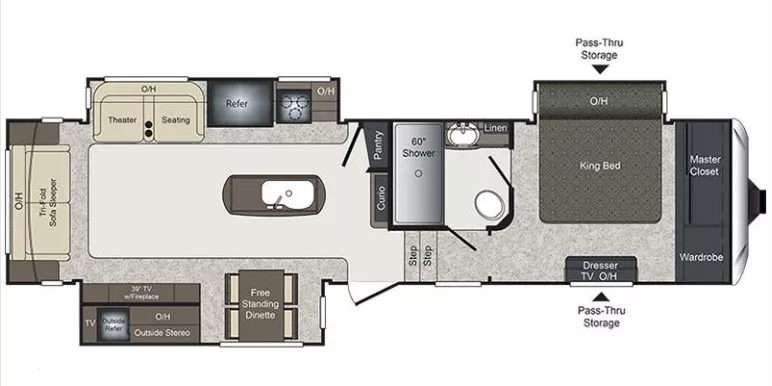 36' 2017 Keystone Laredo 325RL w/3 Slides Floorplan