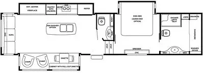 42' 2016 Forest River Riverstone Legacy 38FB w/3 Slides Floorplan