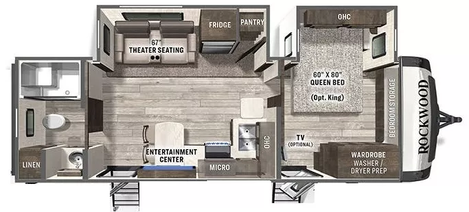 29' 2022 Forest River Rockwood Signature 8262RBS w/2 Slides Floorplan