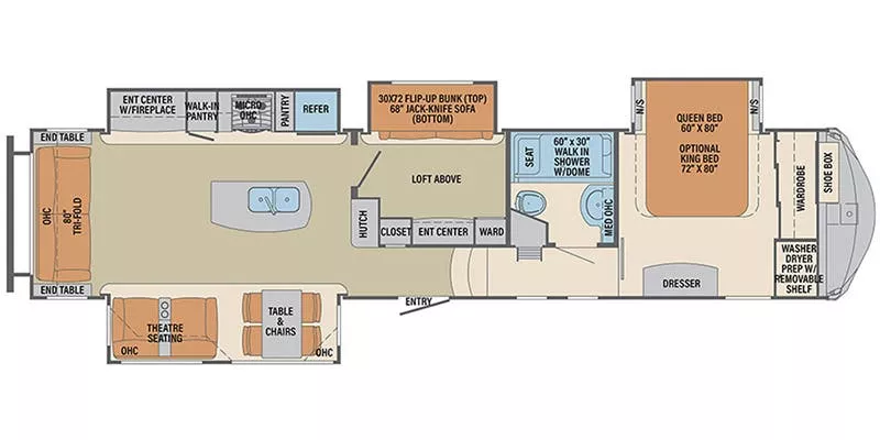 42' 2017 Palomino Columbus Compass 377MBC w/4 Slides Floorplan