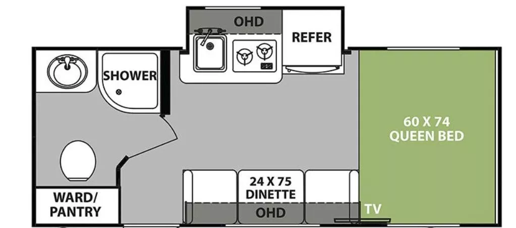 18' 2019 Forest River Rpod M180 w/Slide Floorplan