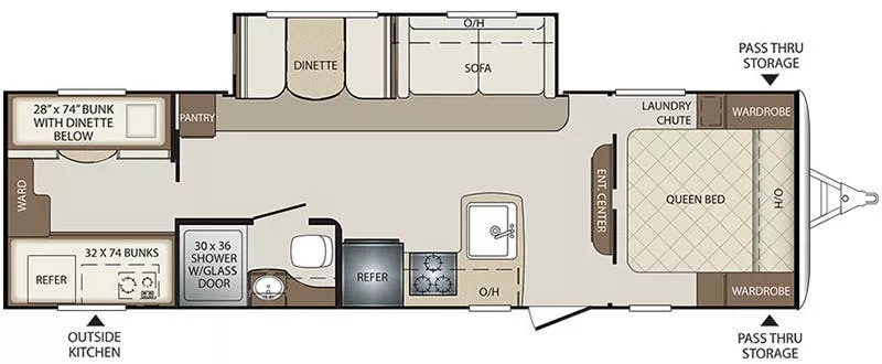 34' 2018 Keystone Bullet Ultra Lite 287QBS w/Slide - Bunk House Floorplan