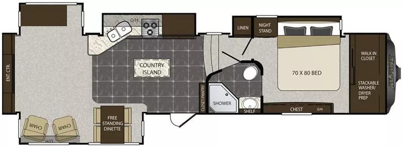 39' 2015 Keystone Alpine 3536RE w/4 Slides Floorplan