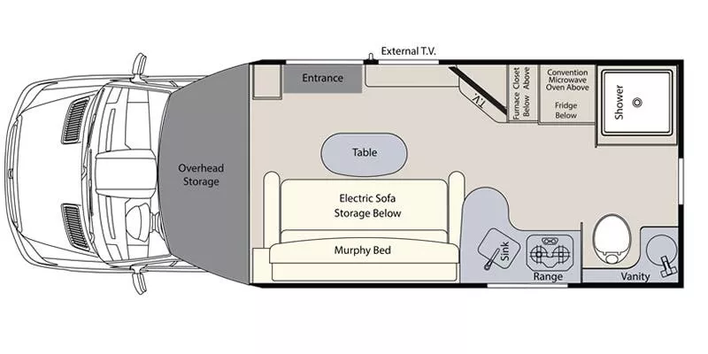 22' 2017 Pleasure-Way Plateau XLMB Floorplan