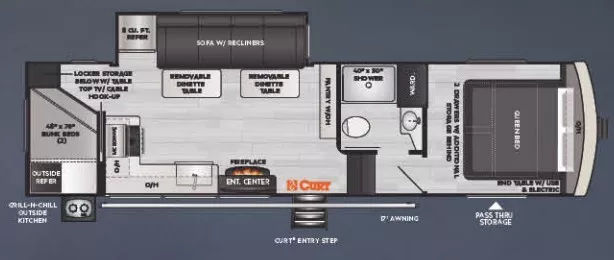 33' 2022 Keystone Arcadia 3370BH w/Slide - Bunk House Floorplan