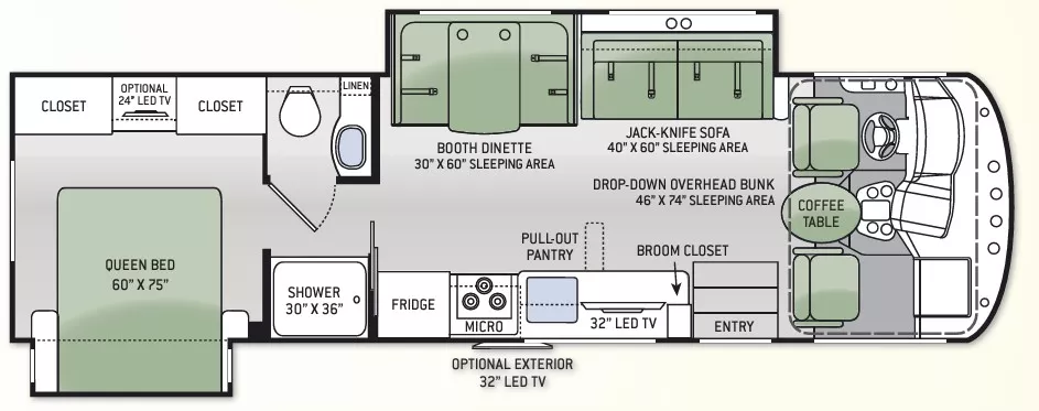 30' 2015 Thor A.C.E. 30.1 w/2 Slides Floorplan