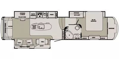 41' 2014 Thor Redwood 38RL w/3 Slides Floorplan