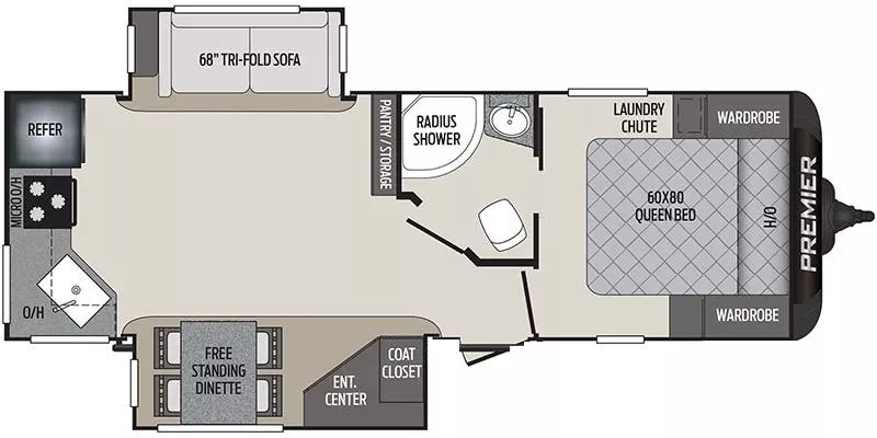 29' 2020 Keystone Bullet Premier Ultra 24RKPR w/2 Slides Floorplan