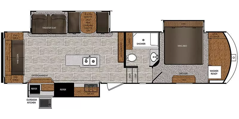 33' 2019 Forest River Crusader 315RST w/3 Slides Floorplan