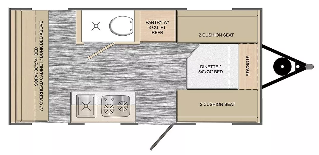 17' 2023 Travel Lite Rove Lite Series 14BH - Bunk House Floorplan