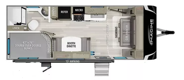 25' 2021 Grand Design Imagine Xls 21BHE - Bunk House Floorplan