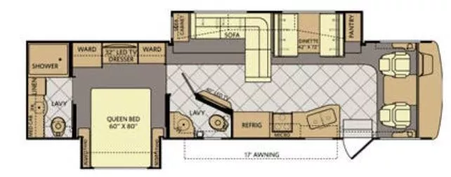 36' 2014 Fleetwood Bounder 35K w/2 Slides Floorplan