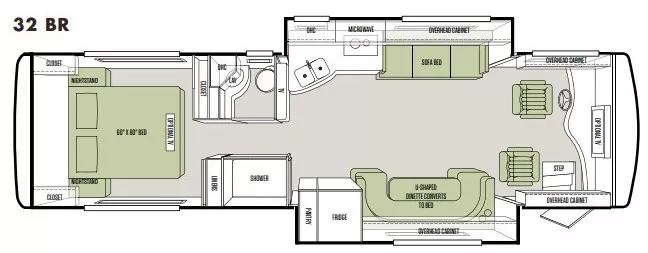 33' 2013 Tiffin Allegro Breeze 32BR 240hp Maxxforce w/2 Slides Floorplan