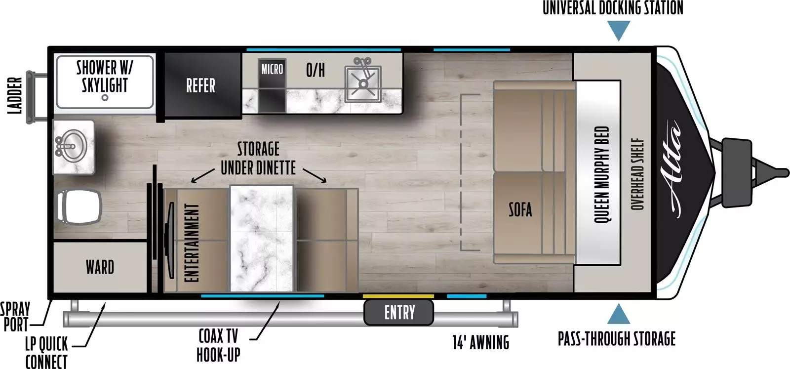 22' 2024 East To West Alta Le 1600MRB Floorplan