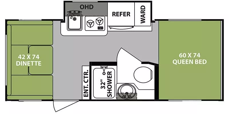 20' 2019 Forest River Rpod 190 w/Slide Floorplan