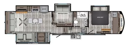 42' 2023 Crossroads Cameo 3961MB w/4 Slides Floorplan