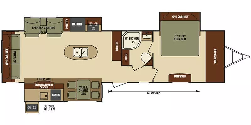38' 2017 Venture RV Sporttrek Touring Edition 343VIK w/3 Slides Floorplan