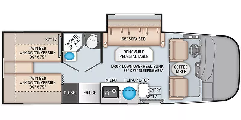 25' 2022 Thor Vegas 24.1 w/Slide Floorplan