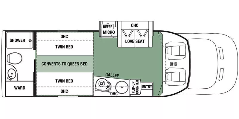 25' 2017 Forest River Forester Ts 2371D w/Slide Floorplan