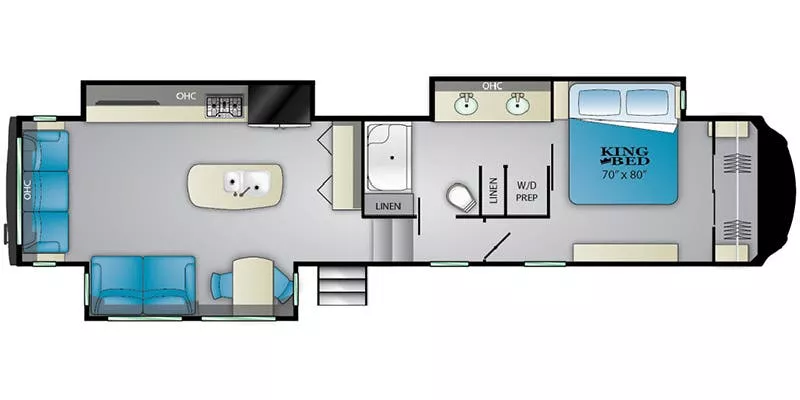 40' 2019 Heartland Bighorn 3850ML w/3 Slides Floorplan