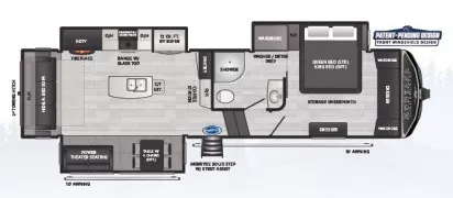 34' 2021 Keystone Montana High Country 295RL w/3 Slides Floorplan