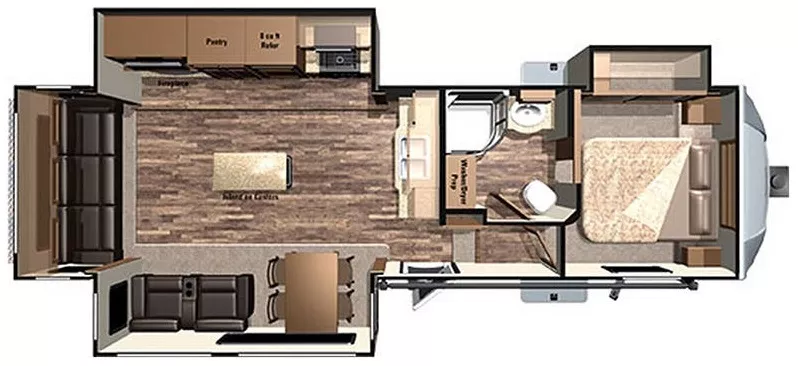 36' 2018 Highland RV Light 319RLS w/3 Slides Floorplan